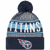 Tennessee Titans New Era Striped Cuffed Knit Hat with Pom Navy - NFL