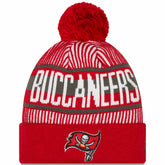 Tampa Bay Buccaneers New Era Striped Cuffed Knit Hat with Pom Red - NFL