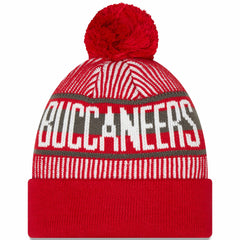 Tampa Bay Buccaneers New Era Striped Cuffed Knit Hat with Pom Red - NFL