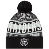 Las Vegas Raiders New Era Striped Cuffed Knit Hat with Pom Black - NFL