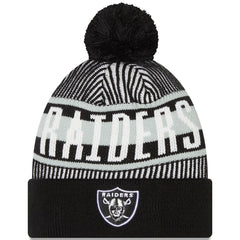 Las Vegas Raiders New Era Striped Cuffed Knit Hat with Pom Black - NFL