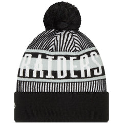 Las Vegas Raiders New Era Striped Cuffed Knit Hat with Pom Black - NFL