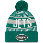 New York Jets New Era Striped Cuffed Knit Hat with Pom Green - NFL