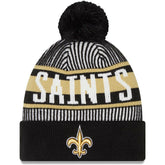 New Orleans Saints New Era Striped Cuffed Knit Hat with Pom Black - NFL