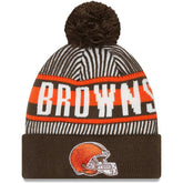 Cleveland Browns New Era Striped Cuffed Knit Hat with Pom Brown - NFL