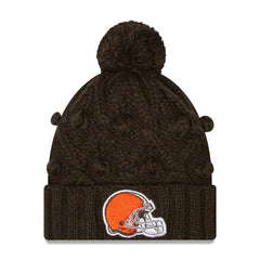 Cleveland Browns New Era Girls Youth Toasty Cuffed Knit Hat with Pom Brown - NFL