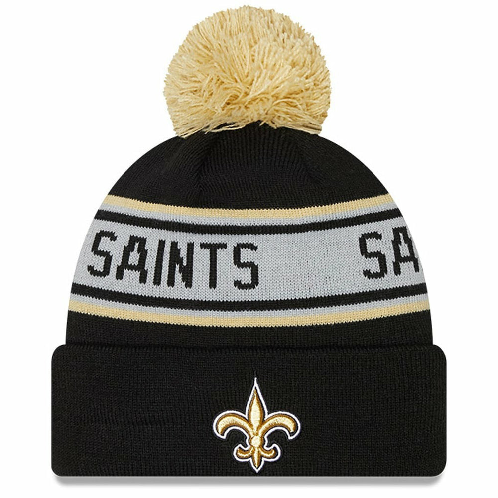 New Orleans Saints New Era Youth Repeat Cuffed Knit Hat with Pom Black - NFL
