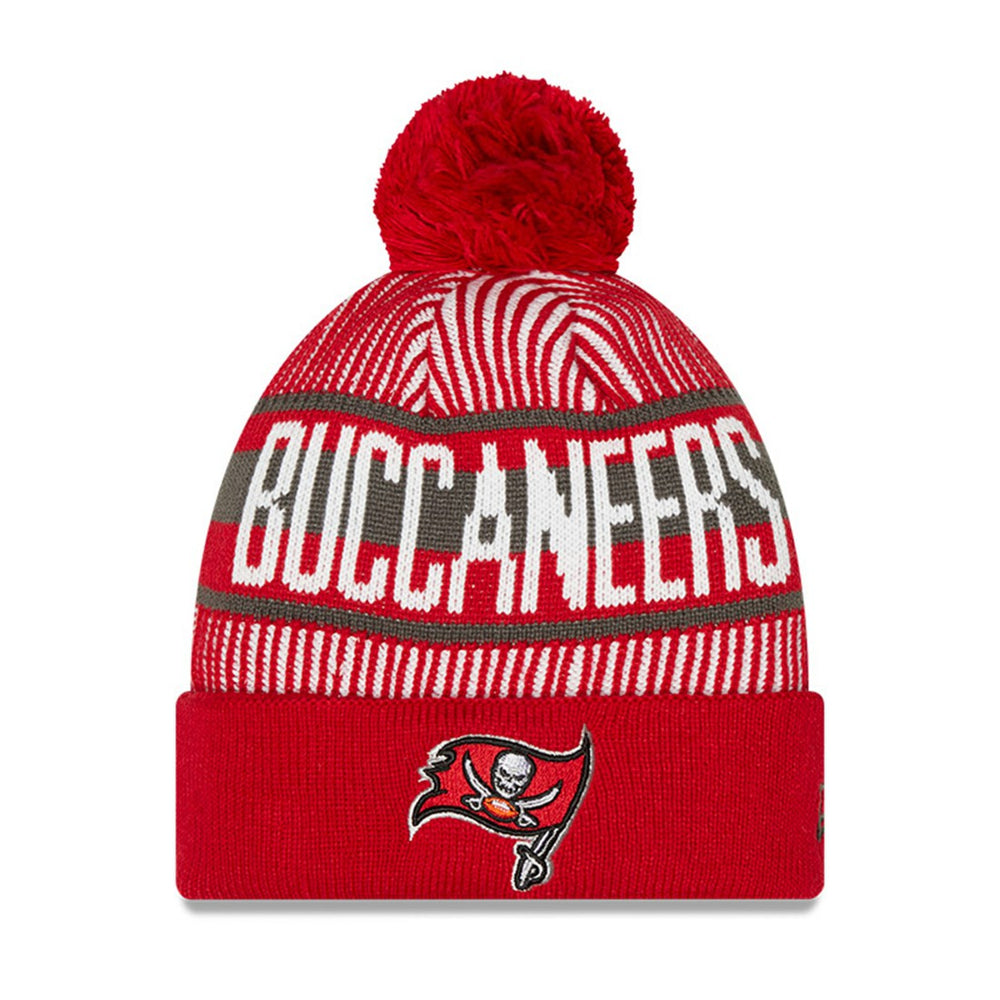 Tampa Bay Buccaneers New Era Youth Striped Cuffed Knit Hat with Pom Red - NFL