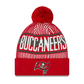 Tampa Bay Buccaneers New Era Youth Striped Cuffed Knit Hat with Pom Red - NFL