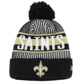 New Orleans Saints New Era Youth Striped Cuffed Knit Hat with Pom Black - NFL
