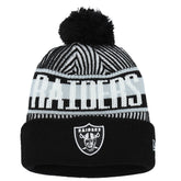 Las Vegas Raiders New Era Youth Striped Cuffed Knit Hat with Pom Black - NFL