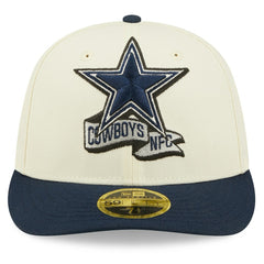 Dallas Cowboys New Era 2022 Sideline Low Profile 59FIFTY Fitted Hat Cream/Navy - NFL