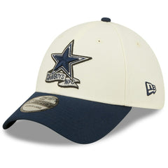 Dallas Cowboys New Era 2022 Sideline 39THIRTY 2-Tone Flex Hat Cream/Navy - NFL