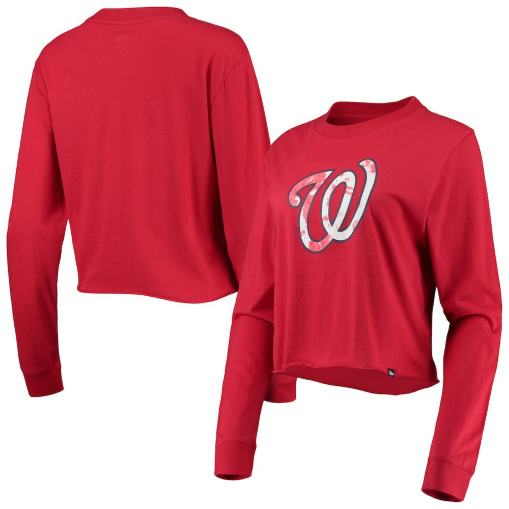 Washington Nationals New Era Women's Baby Jersey Cropped Long Sleeve T-Shirt Lifestyle