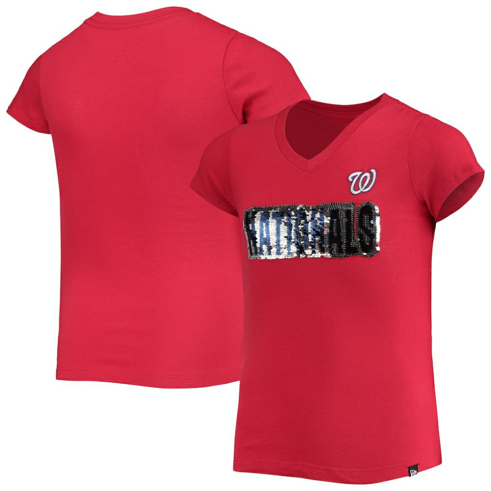 Washington Nationals New Era Girls Youth Flip Sequin Team T-Shirt Sale