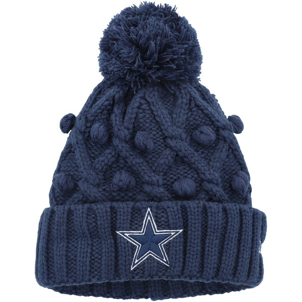 Dallas Cowboys New Era Girls Youth Toasty Cuffed Knit Hat with Pom Navy - NFL