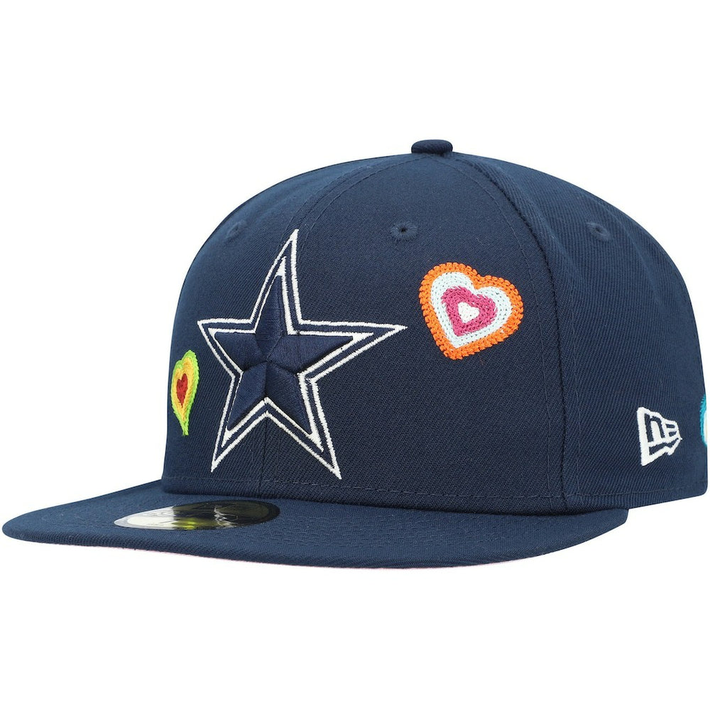 Dallas Cowboys New Era Chain Stitch Heart 59FIFTY Fitted Hat Navy - NFL