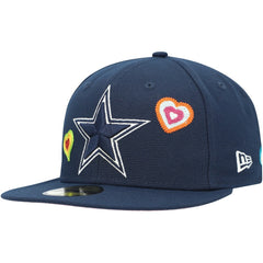 Dallas Cowboys New Era Chain Stitch Heart 59FIFTY Fitted Hat Navy - NFL