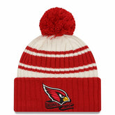 Arizona Cardinals New Era 2022 Sideline Sport Cuffed Pom Knit Hat Cream/Cardinal - NFL