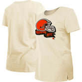 Cleveland Browns New Era Women's Chrome Sideline T-Shirt Cream - NFL