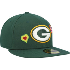 Green Bay Packers New Era Chain Stitch Heart 59FIFTY Fitted Hat Green - NFL