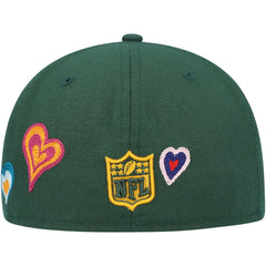 Green Bay Packers New Era Chain Stitch Heart 59FIFTY Fitted Hat Green - NFL