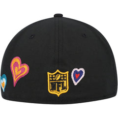Pittsburgh Steelers New Era Chain Stitch Heart 59FIFTY Fitted Hat Black - NFL