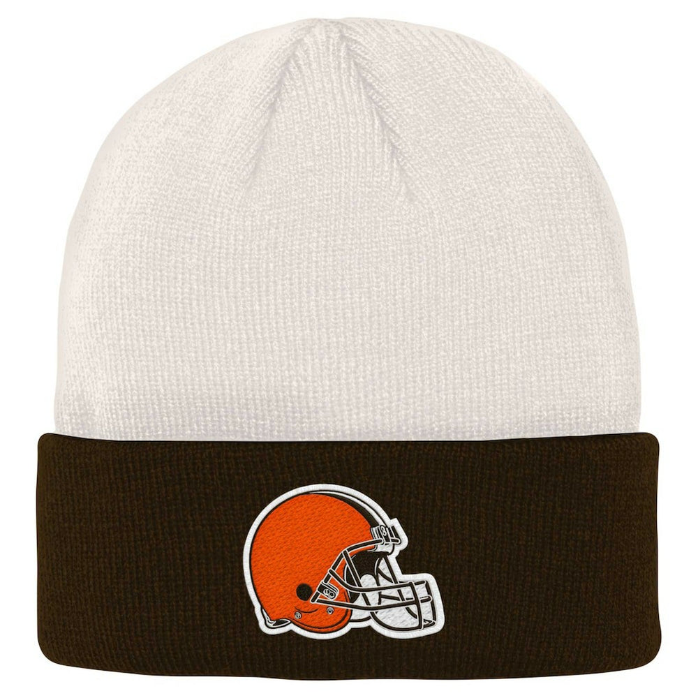 Cleveland Browns Youth Bone Cuffed Knit Hat Cream/Brown - NFL