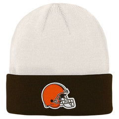 Cleveland Browns Youth Bone Cuffed Knit Hat Cream/Brown - NFL