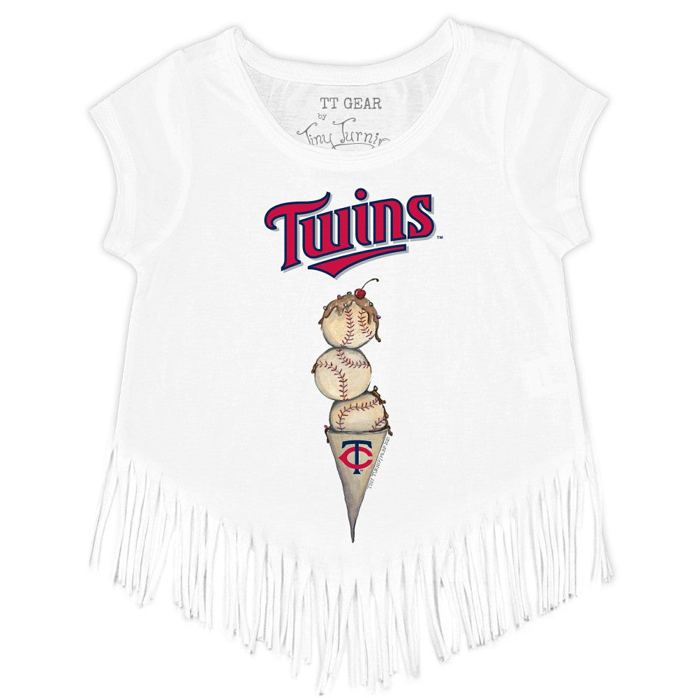 Minnesota Twins Tiny Turnip Girls Youth Triple Scoop Fringe T-Shirt Clearance