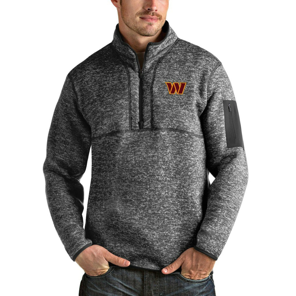 Washington Commanders Antigua Fortune Quarter-Zip Pullover Jacket Heathered Charcoal - NFL