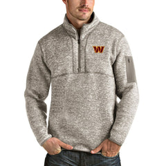 Washington Commanders Antigua Fortune Quarter-Zip Pullover Jacket Oatmeal - NFL