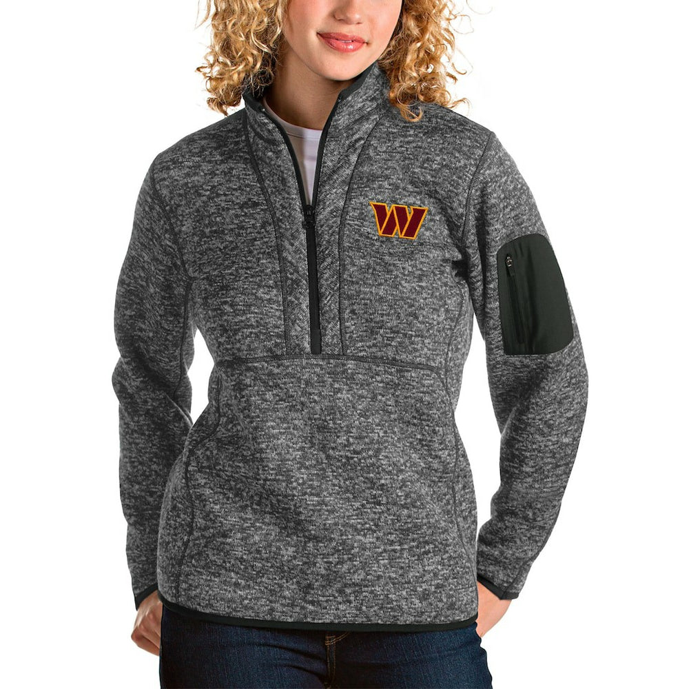 Washington Commanders Antigua Women's Fortune Quarter-Zip Pullover Jacket Heathered Charcoal - NFL