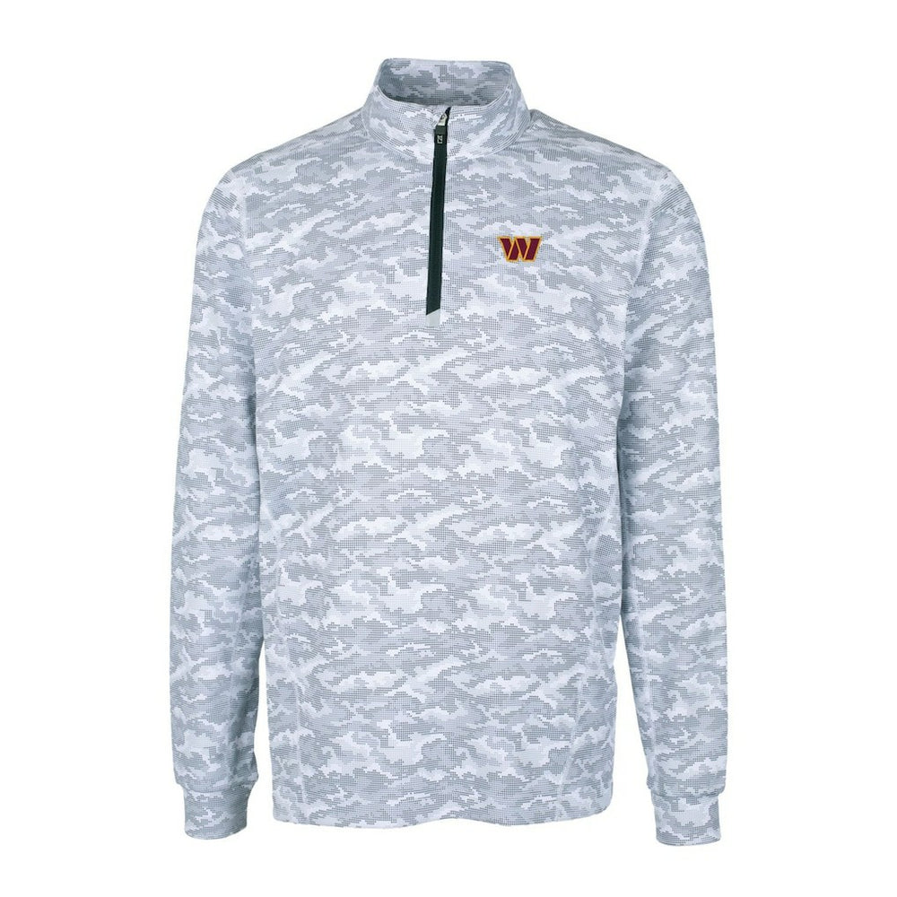 Washington Commanders Cutter & Buck Traverse Camo Stretch Quarter-Zip Pullover Jacket Charcoal - NFL