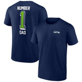 Seattle Seahawks Number One Dad T-Shirt College Navy - NFL