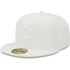 Cincinnati Reds New Era White on White 59FIFTY Fitted Hat Lifestyle