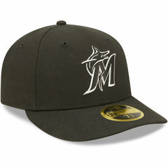 Miami Marlins New Era Black & White Low Profile 59FIFTY Fitted Hat Sale