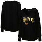 Washington Commanders Cuce Women's Sequin Logo V-Neck Pullover Sweatshirt Black - NFL