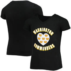 Washington Commanders New Era Girls Youth V-Neck T-Shirt Black - NFL