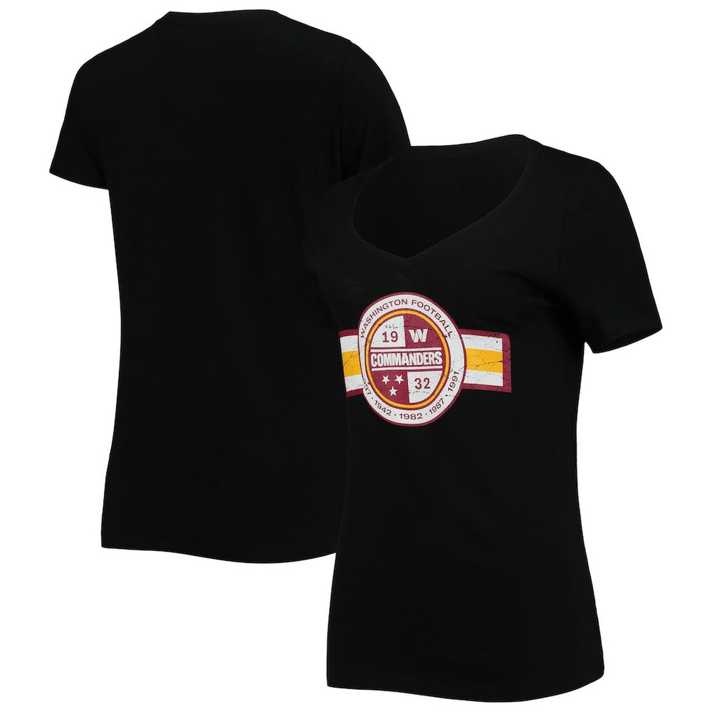 Washington Commanders New Era Women's V-Neck T-Shirt Black - NFL