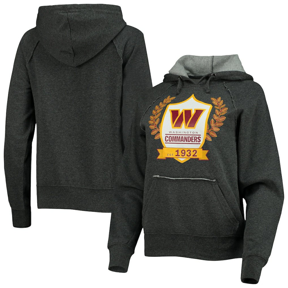 Washington Commanders New Era Women's Raglan Pullover Hoodie Heathered Charcoal - NFL