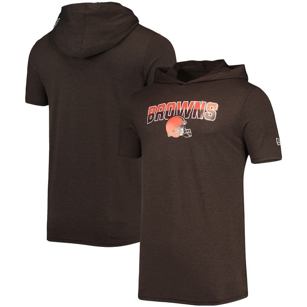 Cleveland Browns New Era Team Brushed Hoodie T-Shirt Heathered Brown - NFL