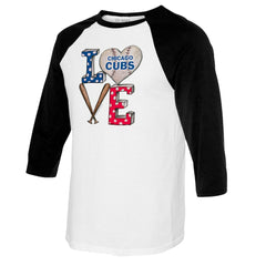 Chicago Cubs Tiny Turnip Women's Baseball Love Raglan 3/4-Sleeve T-Shirt Online
