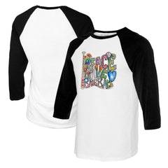 Los Angeles Dodgers Tiny Turnip Women's Peace Love Baseball 3/4-Sleeve Raglan T-Shirt Clearance