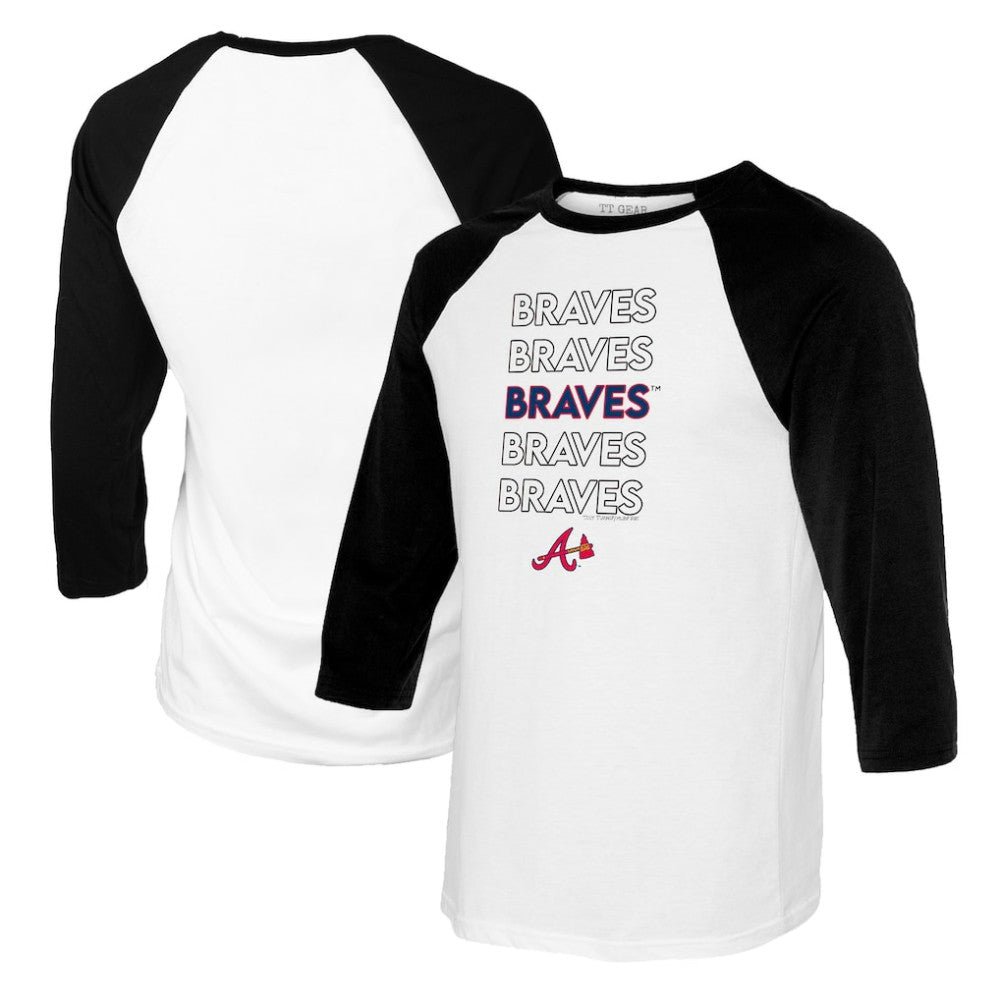 Atlanta Braves Tiny Turnip Women's Stacked 3/4-Sleeve Raglan T-Shirt On Sale