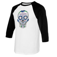 Texas Rangers Tiny Turnip Women's Sugar Skull 3/4-Sleeve Raglan T-Shirt Clearance