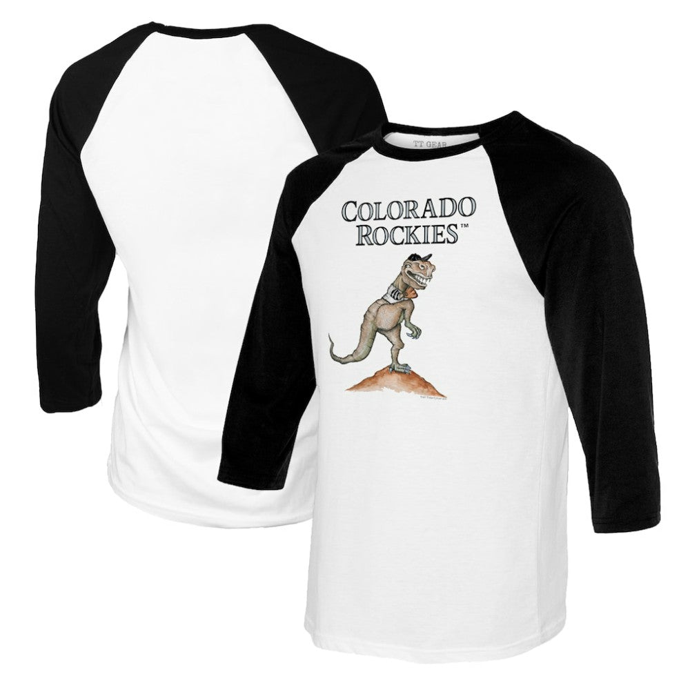 Colorado Rockies Tiny Turnip Youth TT Rex Raglan 3/4 Sleeve T-Shirt On Sale