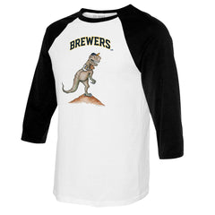 Milwaukee Brewers Tiny Turnip Youth TT Rex Raglan 3/4 Sleeve T-Shirt On Sale