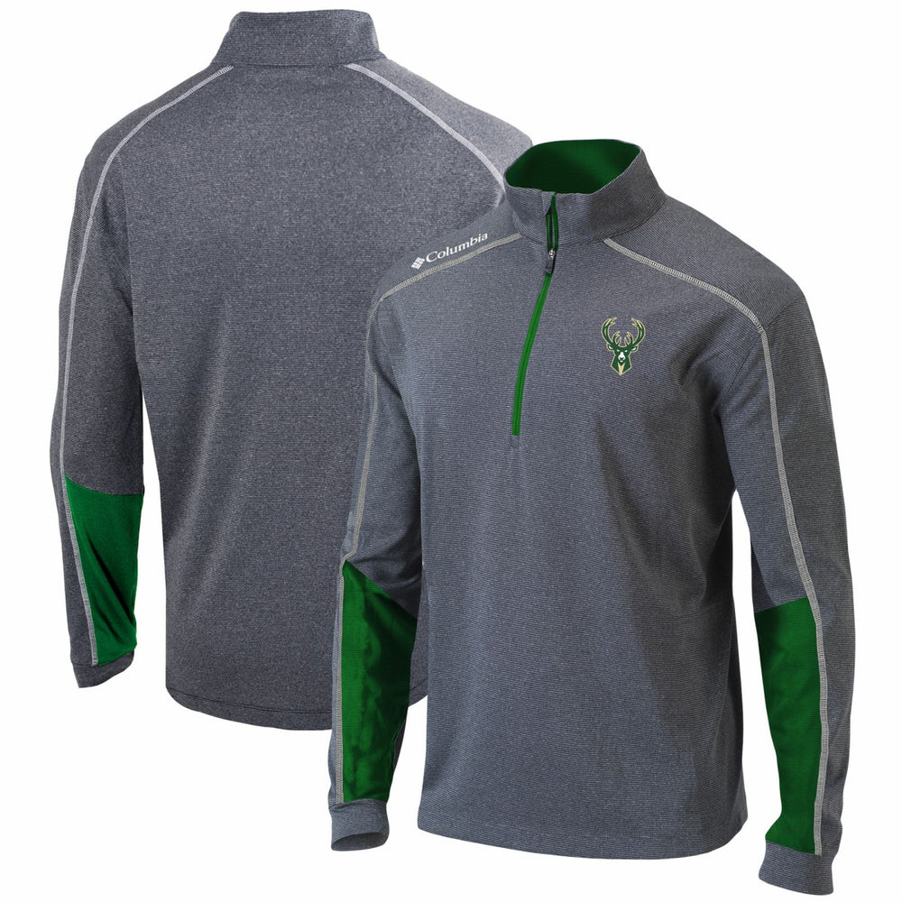 Columbia - Milwaukee Bucks Omni-Wick Shotgun 2.0 Quarter-Zip Pullover Top - Heathered Gray/Green