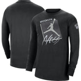 NBA - Brooklyn Nets Jordan Brand Courtside Max 90 Vintage Wash Statement Edition Long Sleeve T-Shirt - Black